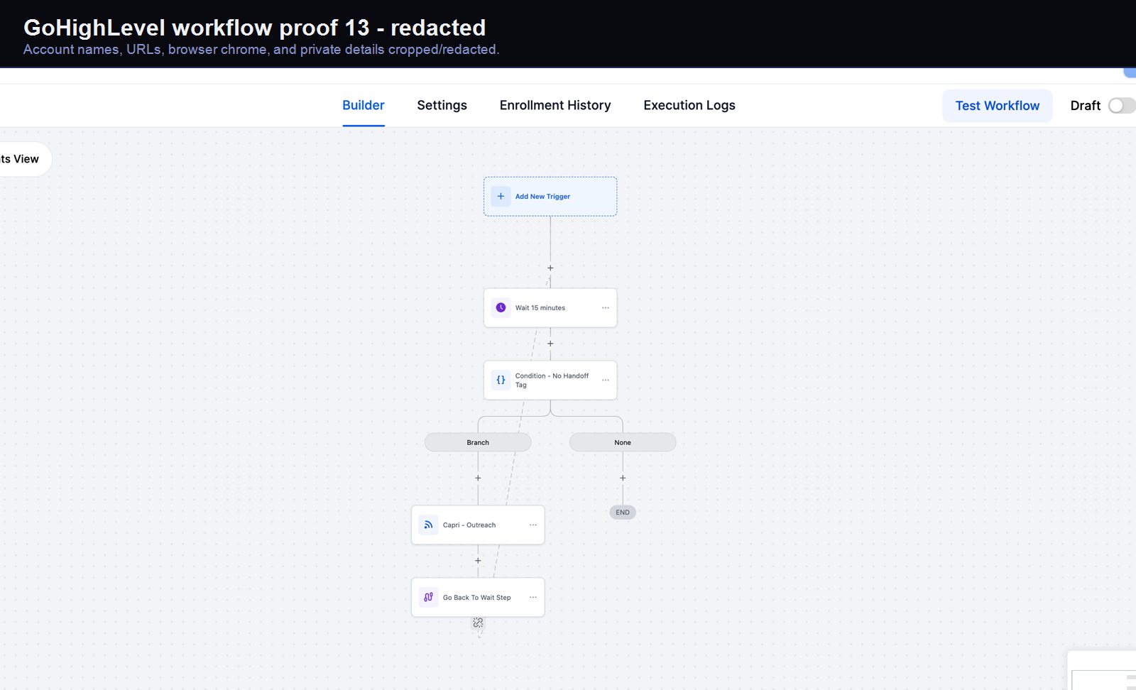GoHighLevel lead-capture workflow screenshot 13
